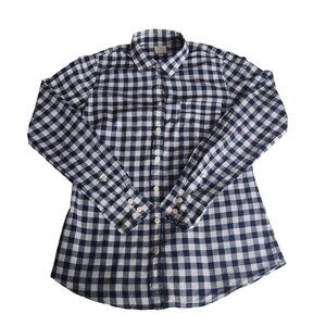 J Crew Tailored Button Down Shirt Navy Blue Checkered | Size US XS